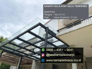 Konopi kaca tempered 10 mm rangka holo 5 x 10