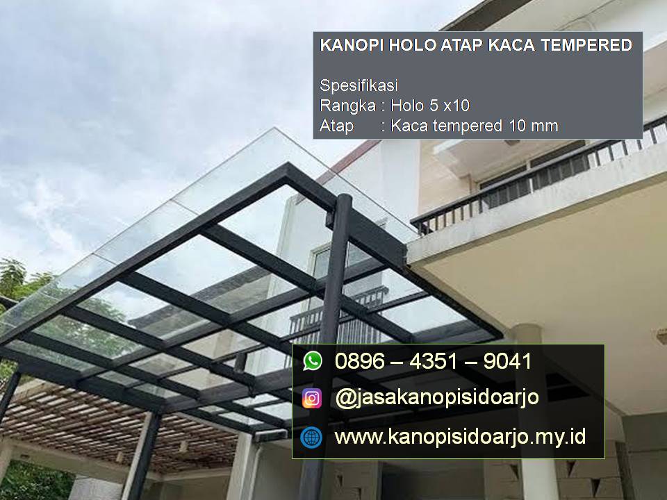 Konopi kaca tempered 10 mm rangka holo 5 x 10